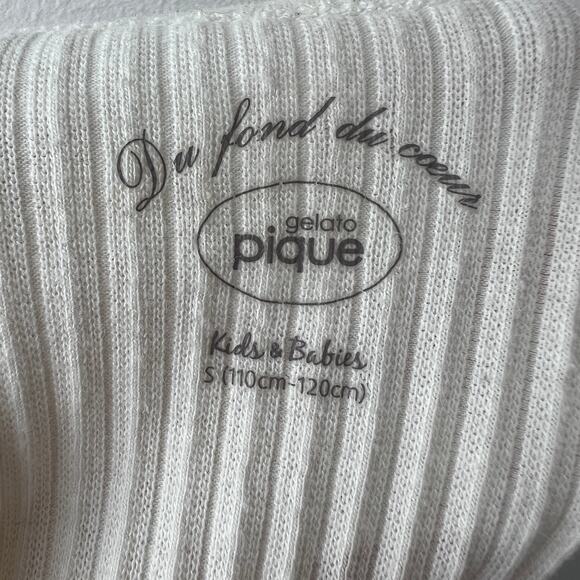 Gelato Pique White Dog Printed Long Sleeve Ruffle Hem Knit Top Ribbed Kids S - Picture 4 of 5